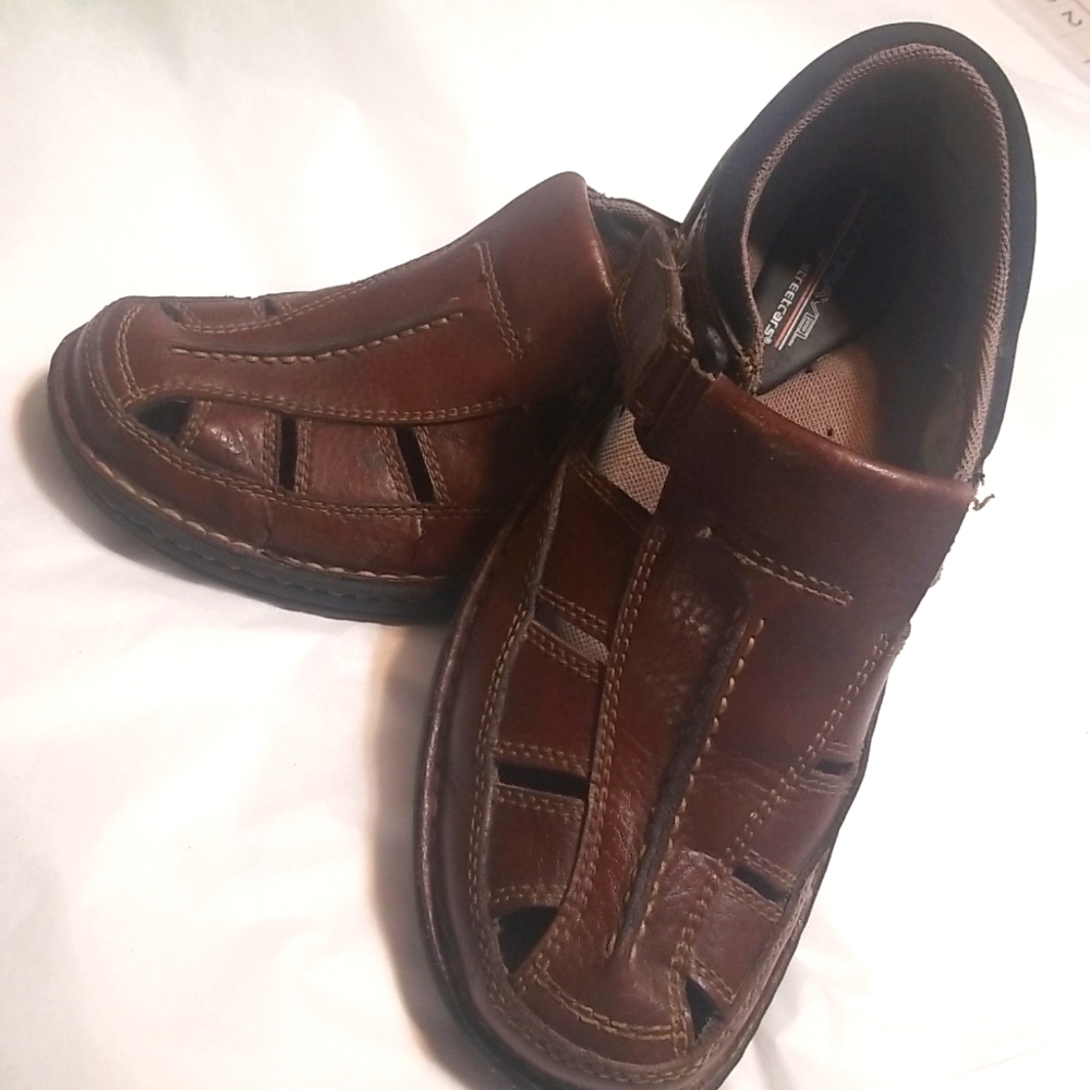 MY TRAVELS BY STREETCAR COACH LEATHER SANDALS  Sz 8M, EUC
